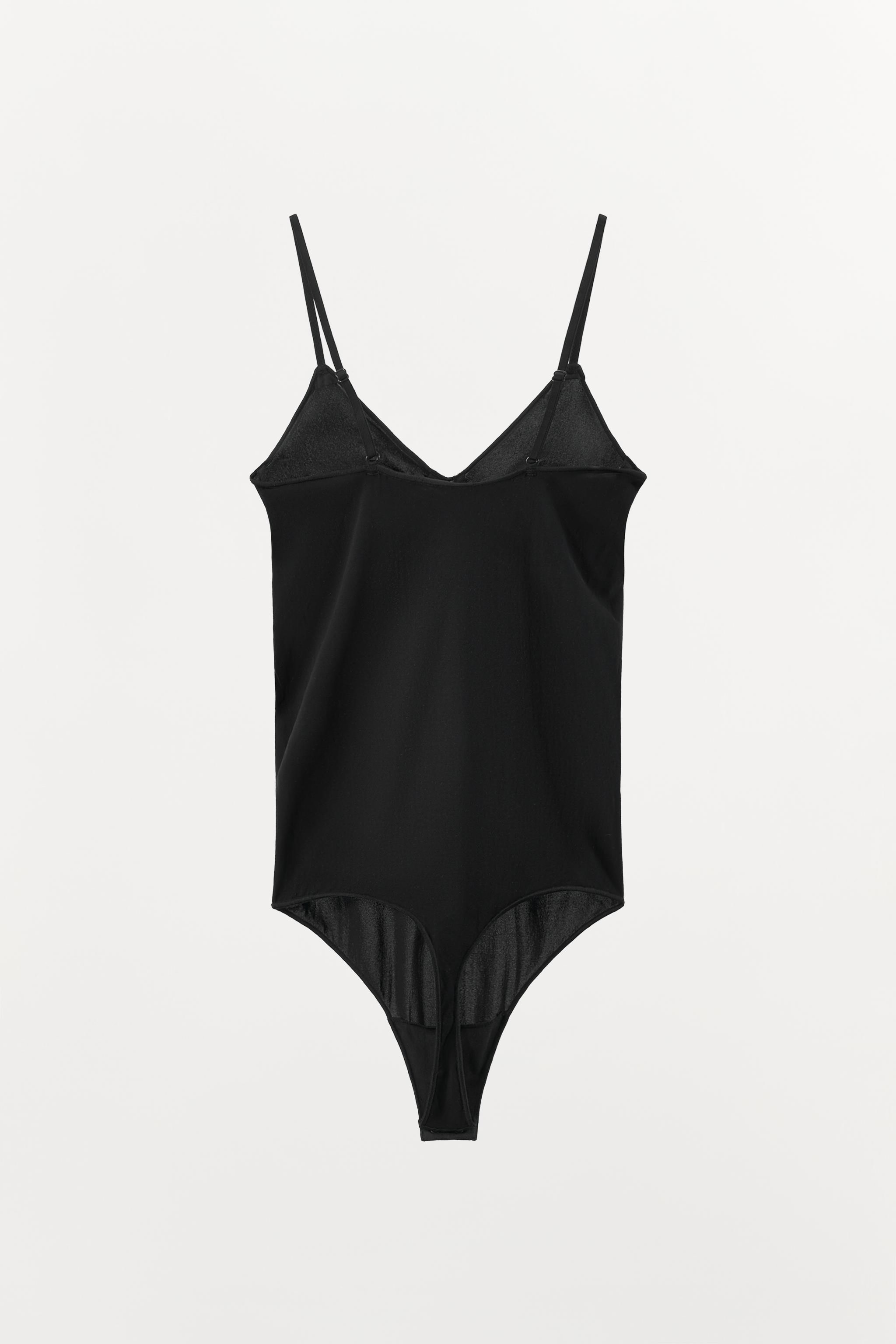 SHEER BODYSUIT WITH POLYAMIDE STRAPS - Black | ZARA Turkey