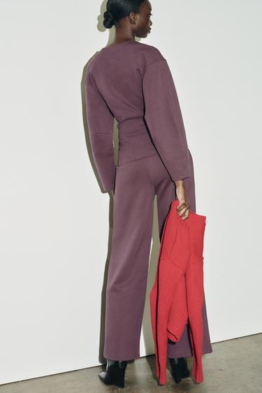 INTERLOCK WIDE-LEG TROUSERS - Dusty purple by Zara - Image 5