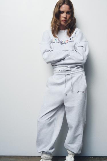 Zaras VARSITY SWEATSHIRT - Gråmelerad grå