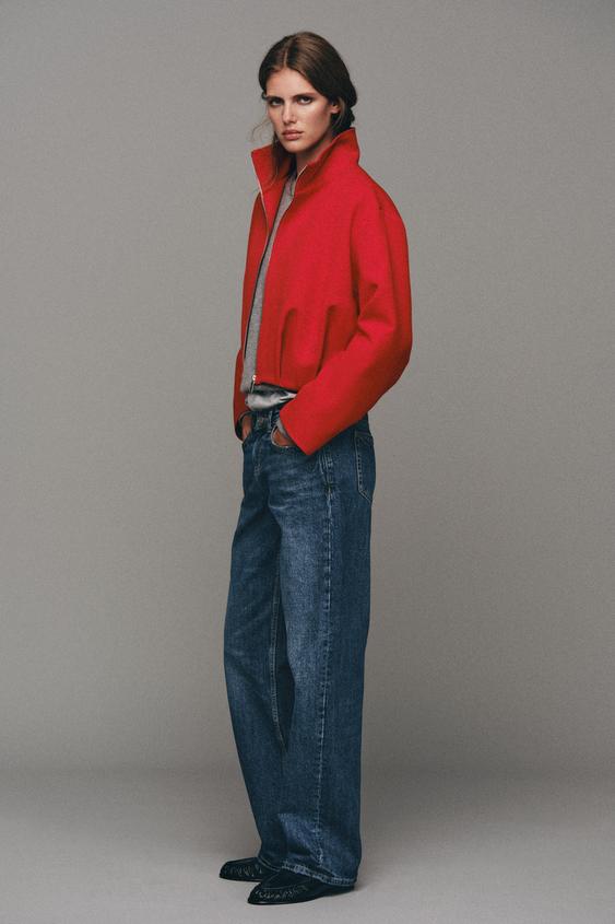 HIGH COLLAR BOMBER JACKET - Red by Zara - Image 2