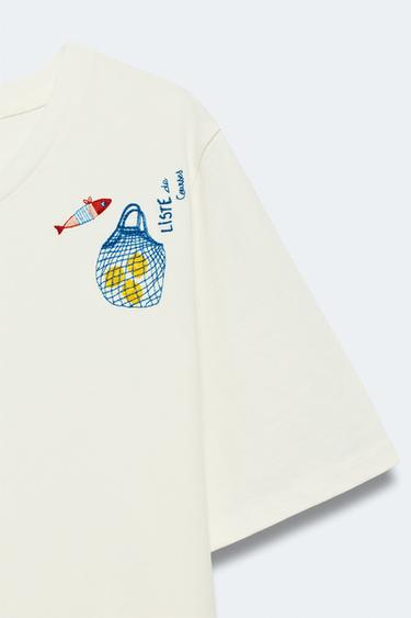 LIMITED EDITION EMBROIDERED FRONT T-SHIRT - Ecru by Zara - Image 8