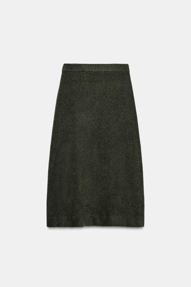 SOFT-TOUCH KNIT MIDI SKIRT - Green marl by Zara - Image 5