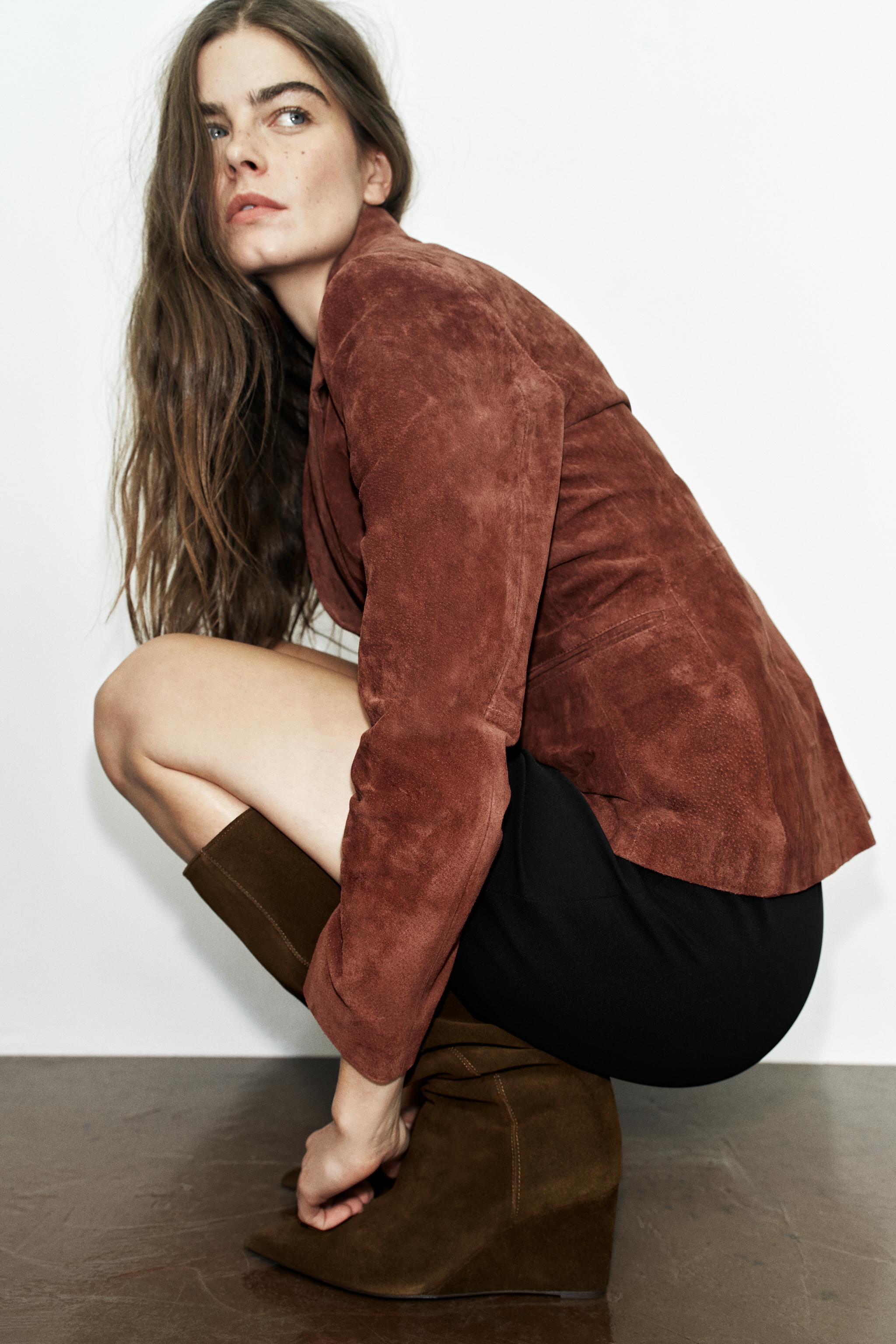 SPLIT SUEDE WEDGE BOOTS