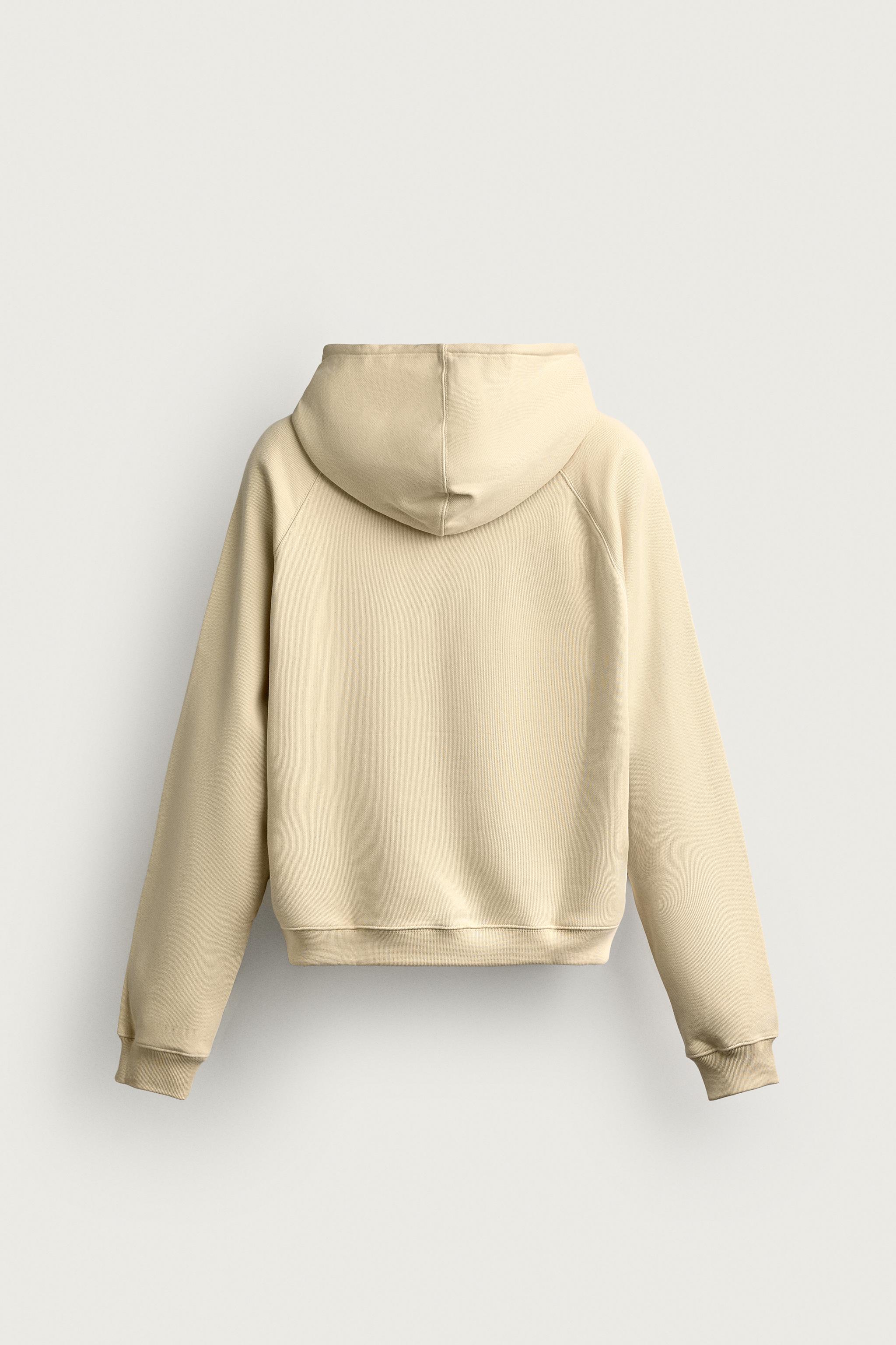 Zara NUEVA YOL YAMALI KAPÜŞONLU SWEATSHIRT görsel 2