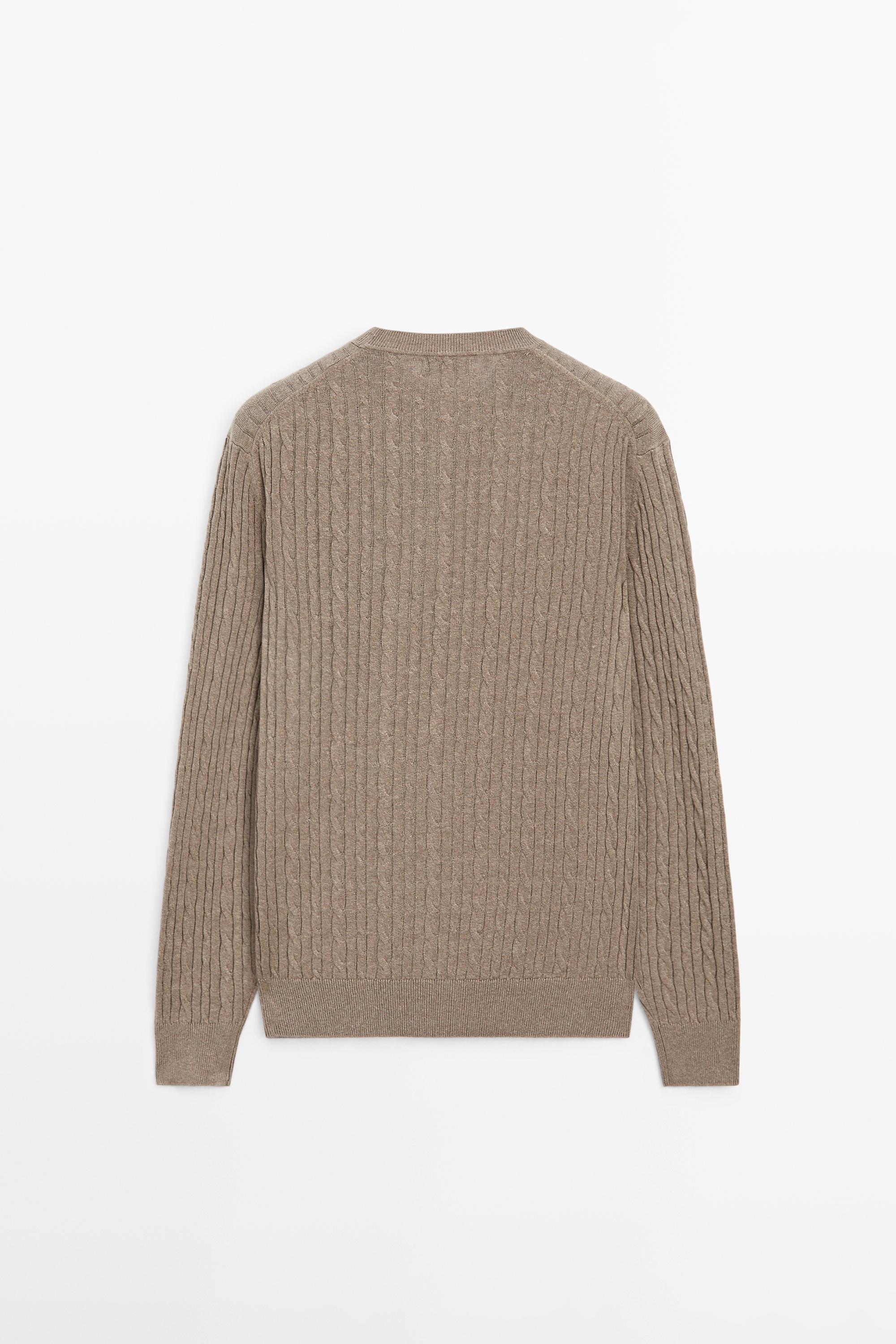 Cotton blend cable-knit sweater