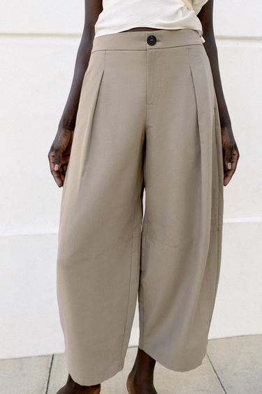 PANTALÓN BARREL POPELÍN - Piedra de Zara