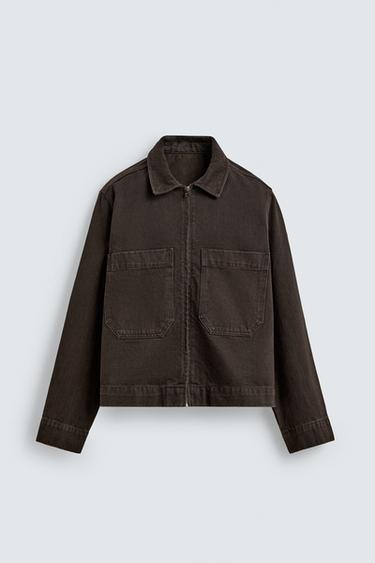TEXTURED POCKET JACKET - Brown by Zara