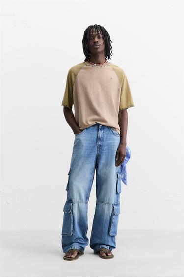GESTREIFTES T-SHIRT IN VERWASCHENER OPTIK - Erdton von Zara