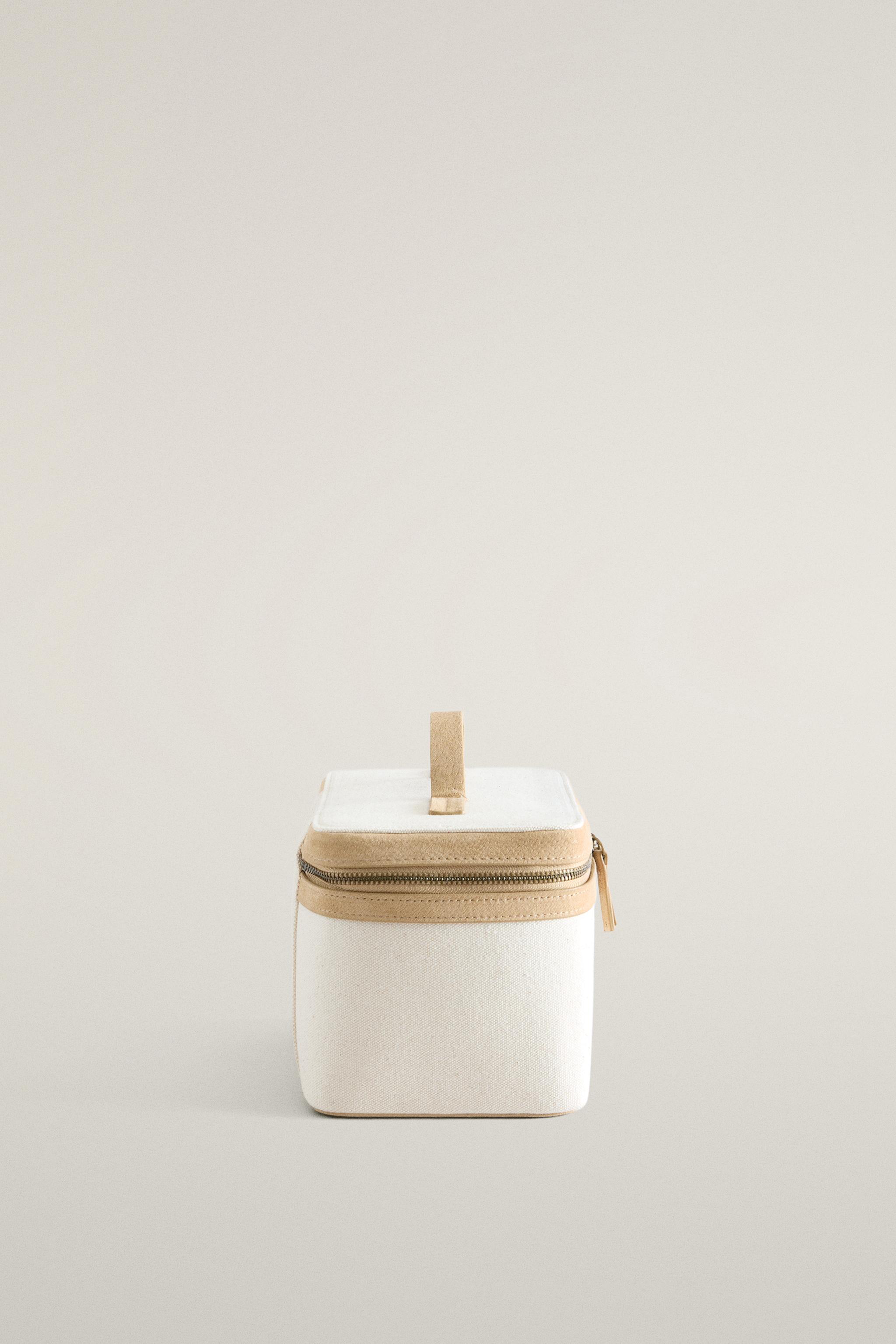 RIGID CANVAS LEATHER MAKEUP BAG