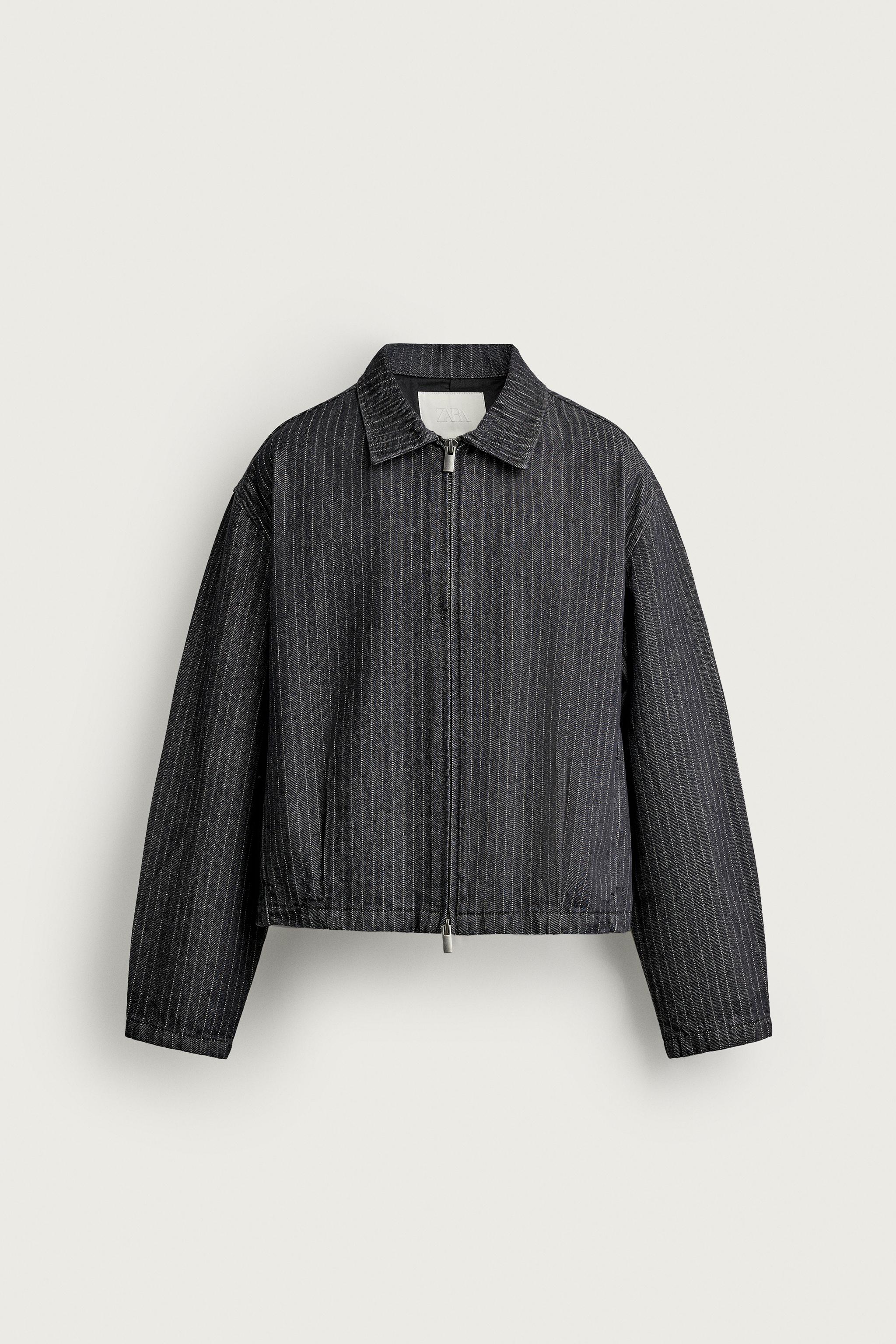 Zara İNCE ÇİZGİLİ CROP FIT CEKET görsel 8