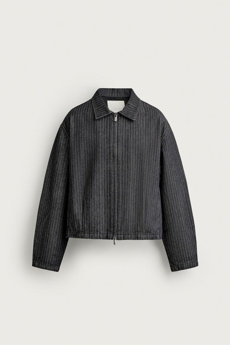 PINSTRIPE CROPPED FIT JACKET