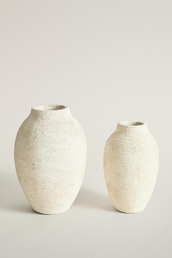 ROUGH-EFFECT CERAMIC VASE - Grey by Zara - Image 0