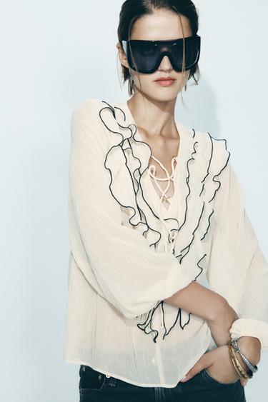 RUFFLED SHIRT - Ecru by Zara - Image 0