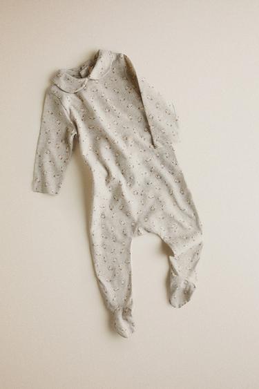 BABY CHICK FOOTED ROMPER — Gray marl 1