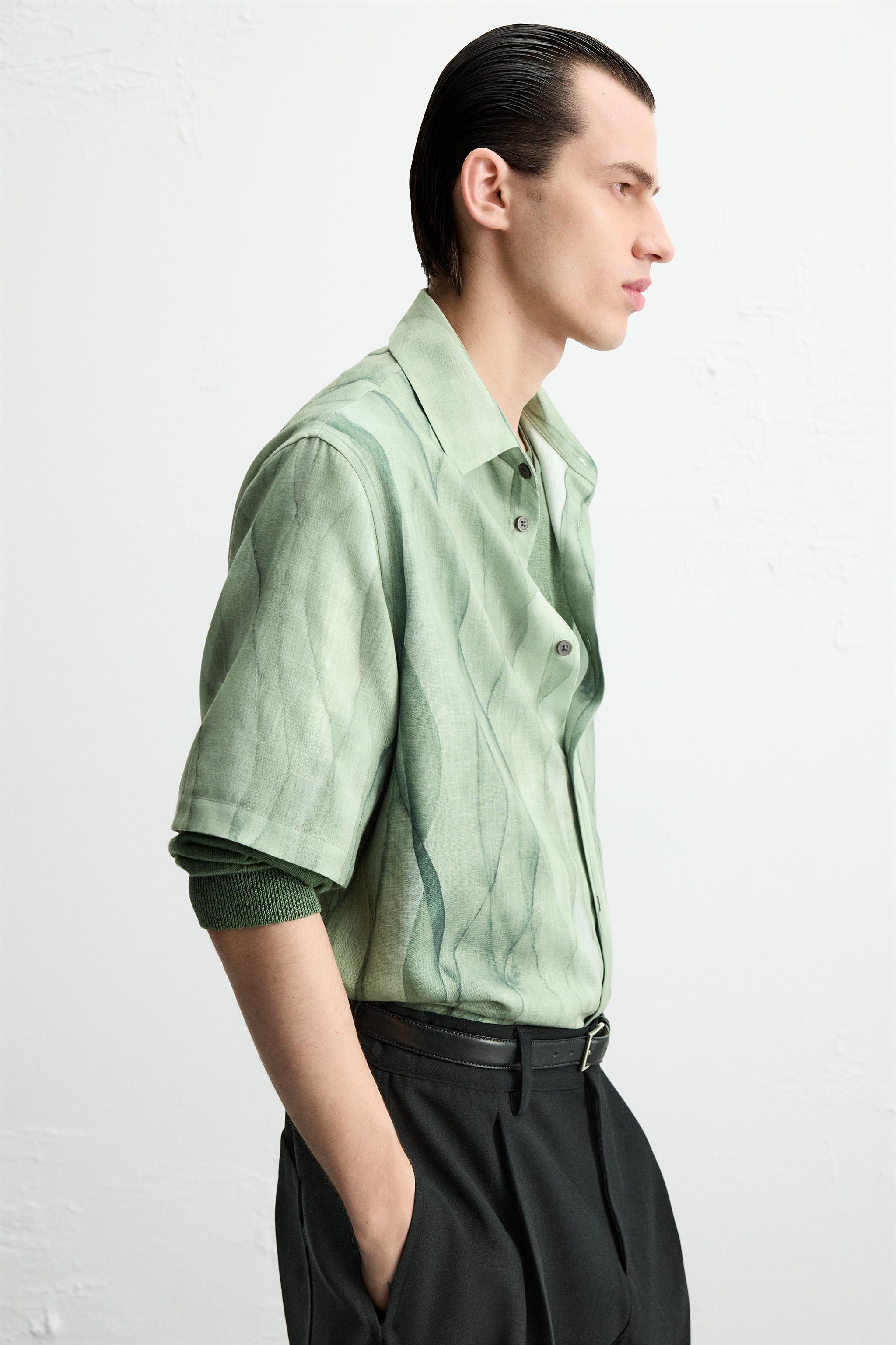 【ZARA】アブストラクト柄シャツ ブルー | 4697/607/400 アブストラクト柄シャツ - ブルー | ZARA Japan / 日本