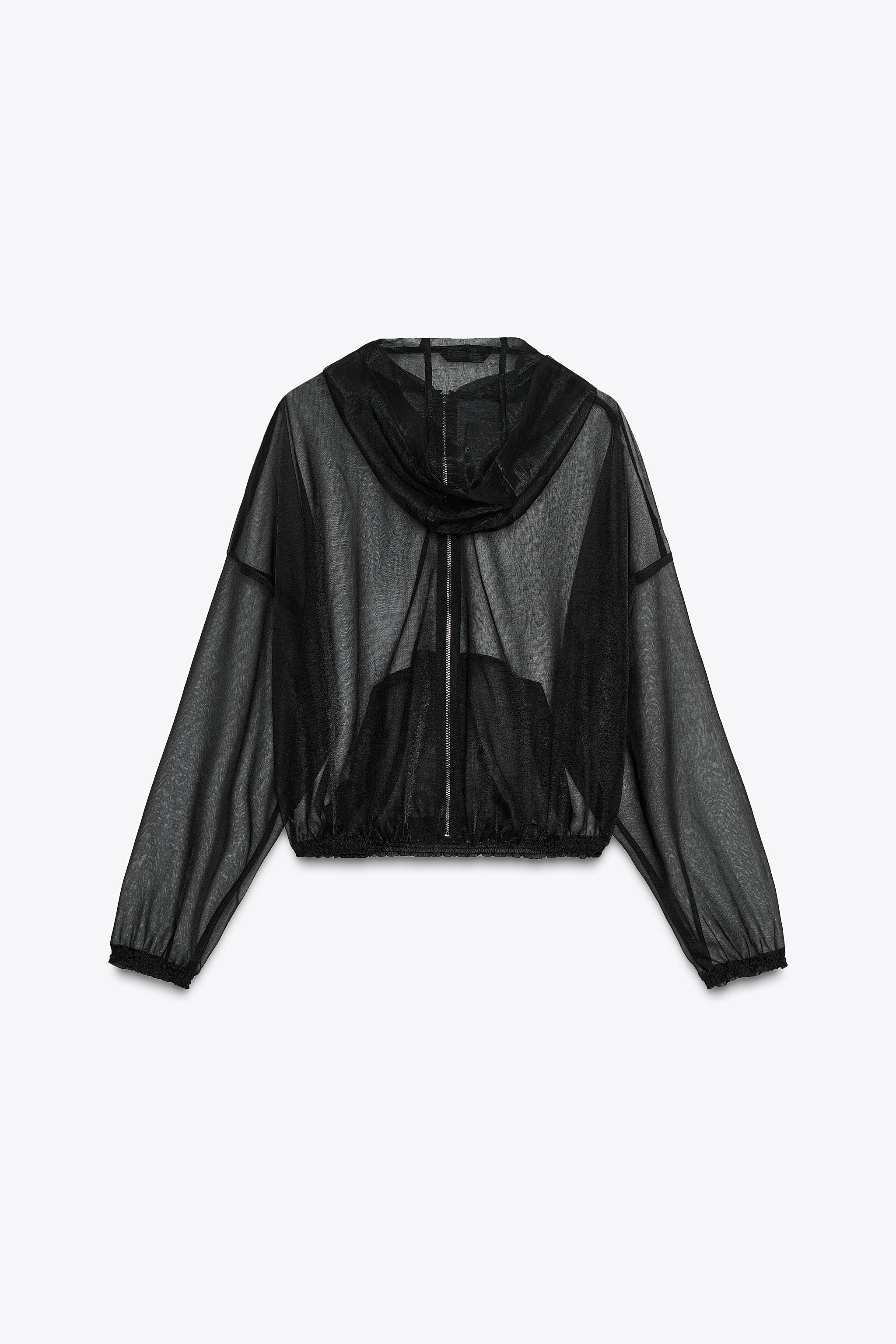 フード付き半透明ジャケット - ブラック | ZARA Japan / 日本