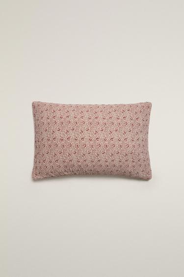 Zara BRANCH PRINT LINEN AND COTTON THROW PILLOW COVER - Beige