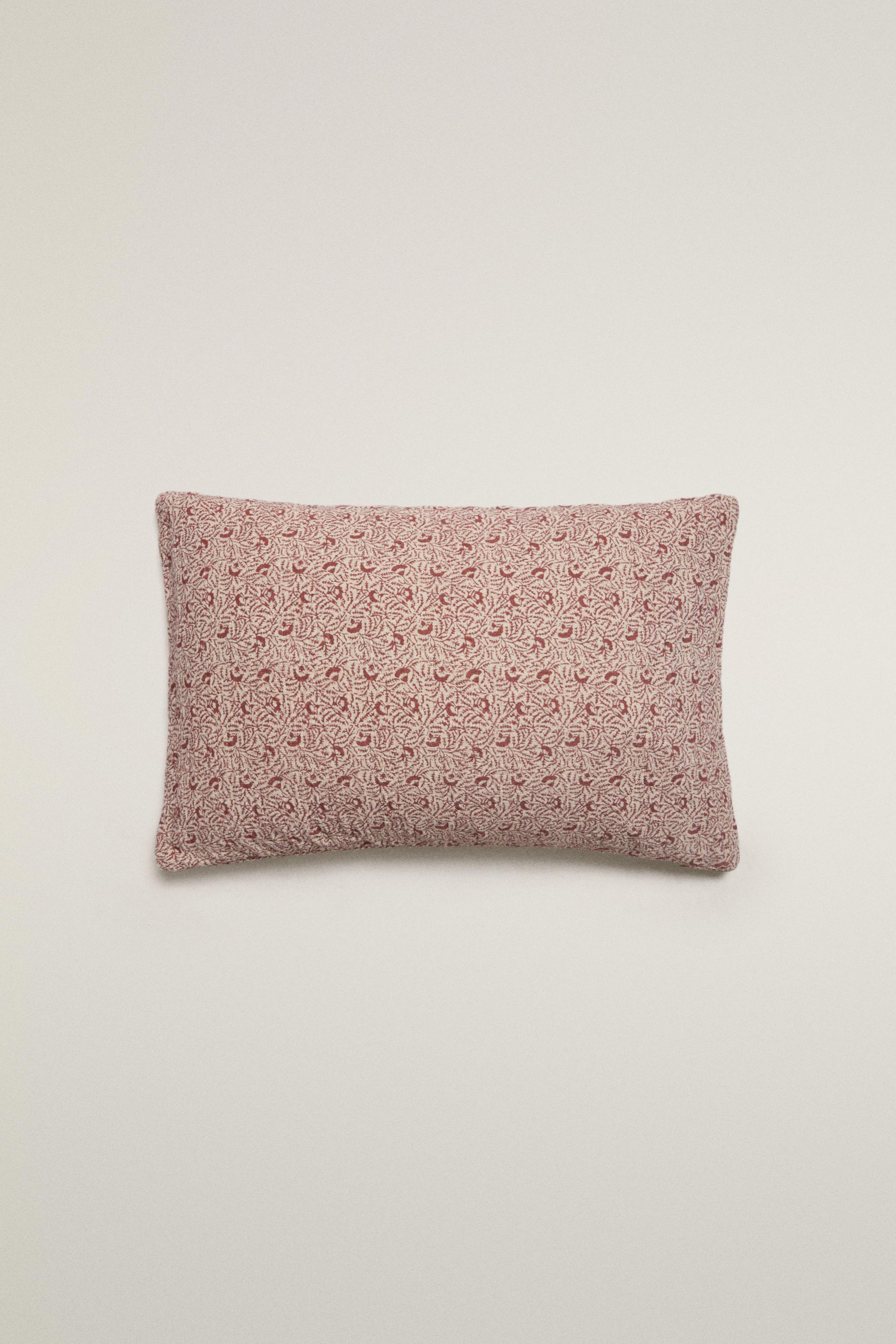 BRANCH PRINT LINEN AND COTTON THROW PILLOW COVER