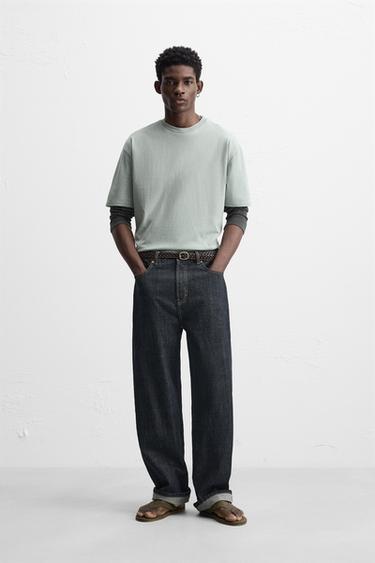 CAMISA TEXTO BORDADO - Verde / Azul de Zara - Imagen 0