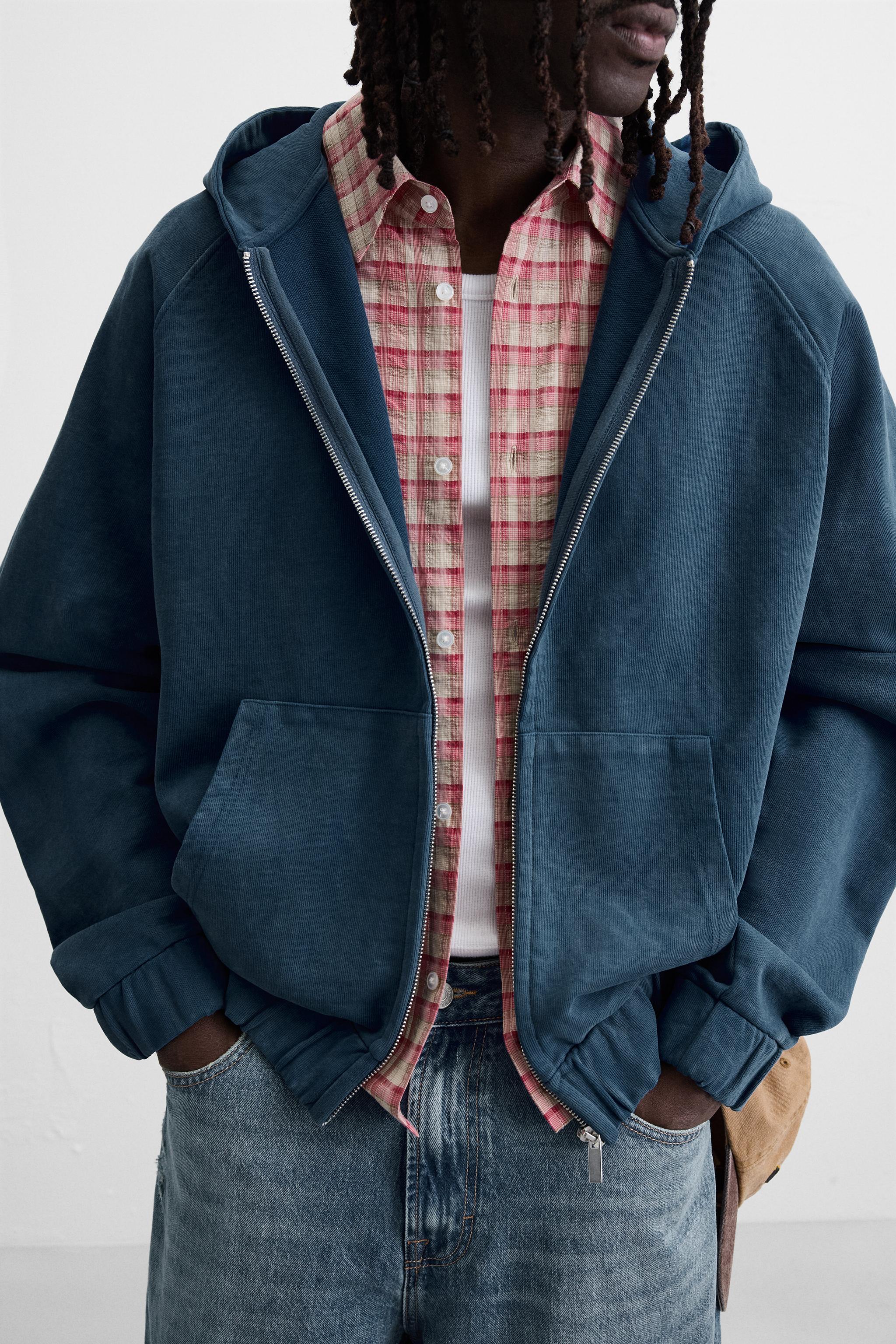 WASHED ZIP-UP HOODIE - Red | ZARA Spain