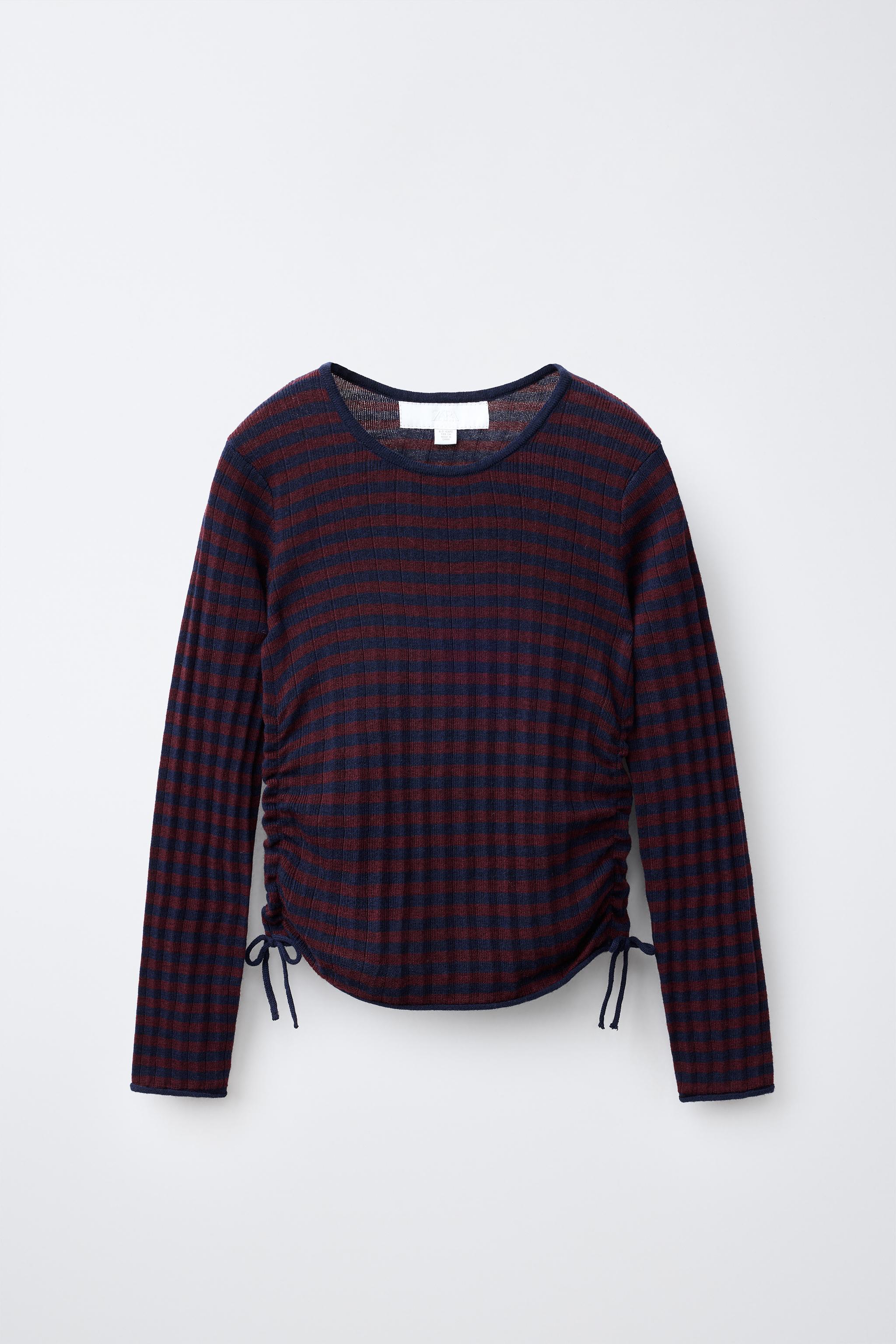 STRIPED RUCHED KNIT JUMPER