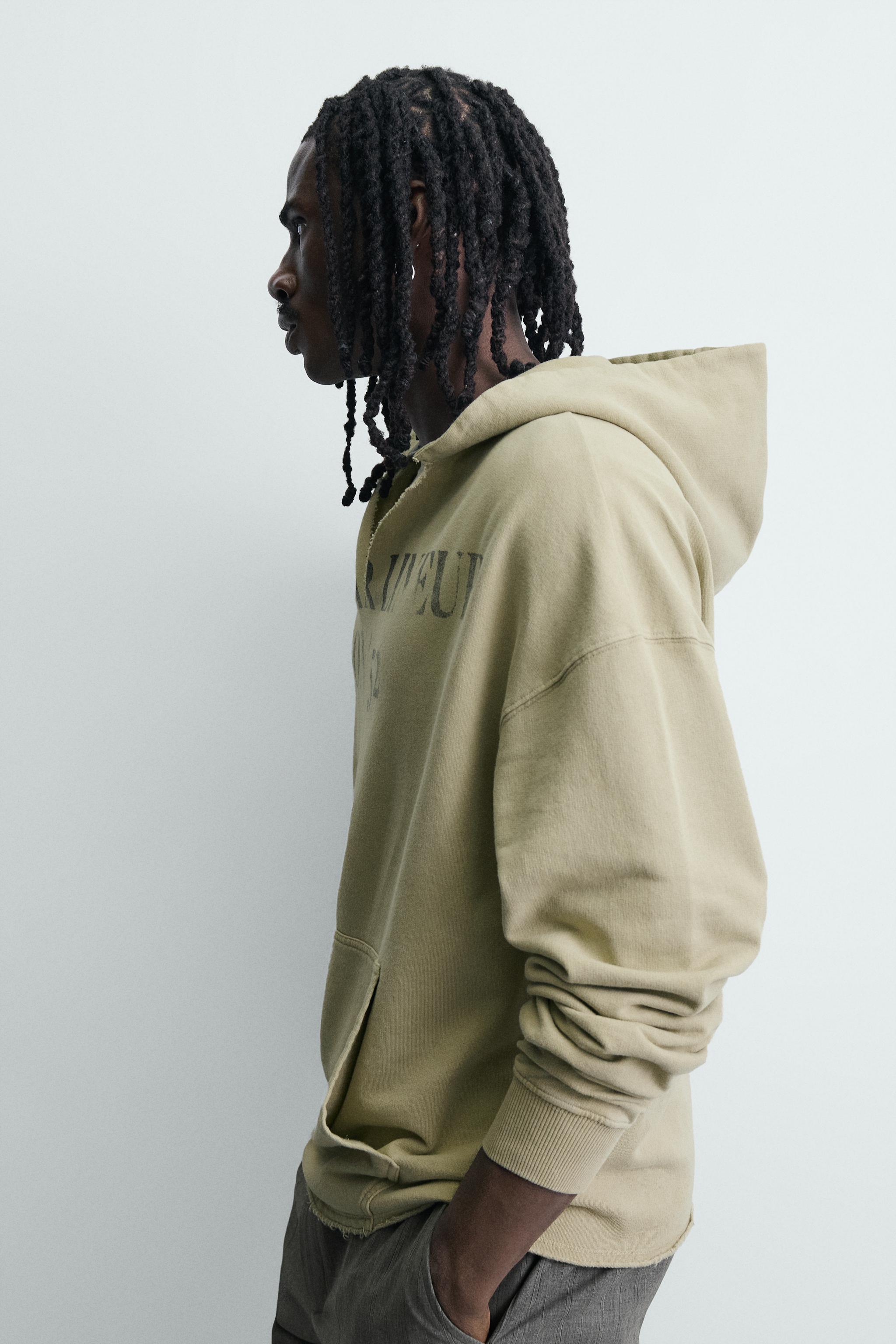 WASHED PRINTED TEXT SWEATSHIRT