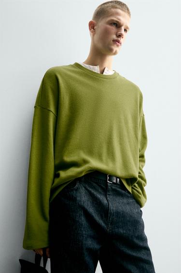 COTTON/LINEN SWEATSHIRT - Pistachio by Zara - Image 3