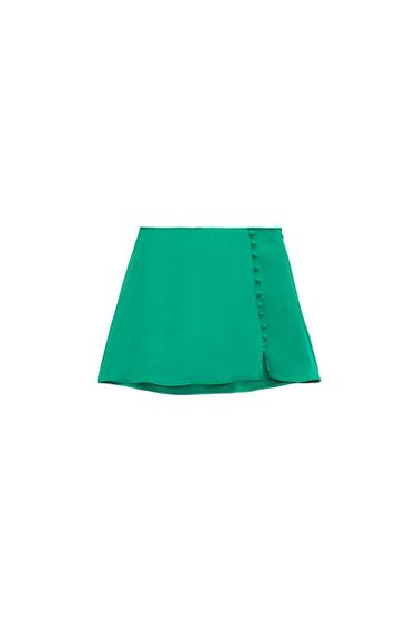 SATIN SKORT WITH BUTTONS
