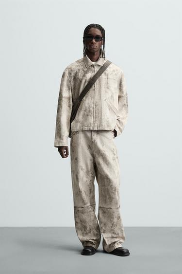 CALÇA COM ESTAMPA ABSTRATA - Caqui da Zara - Imagem 0
