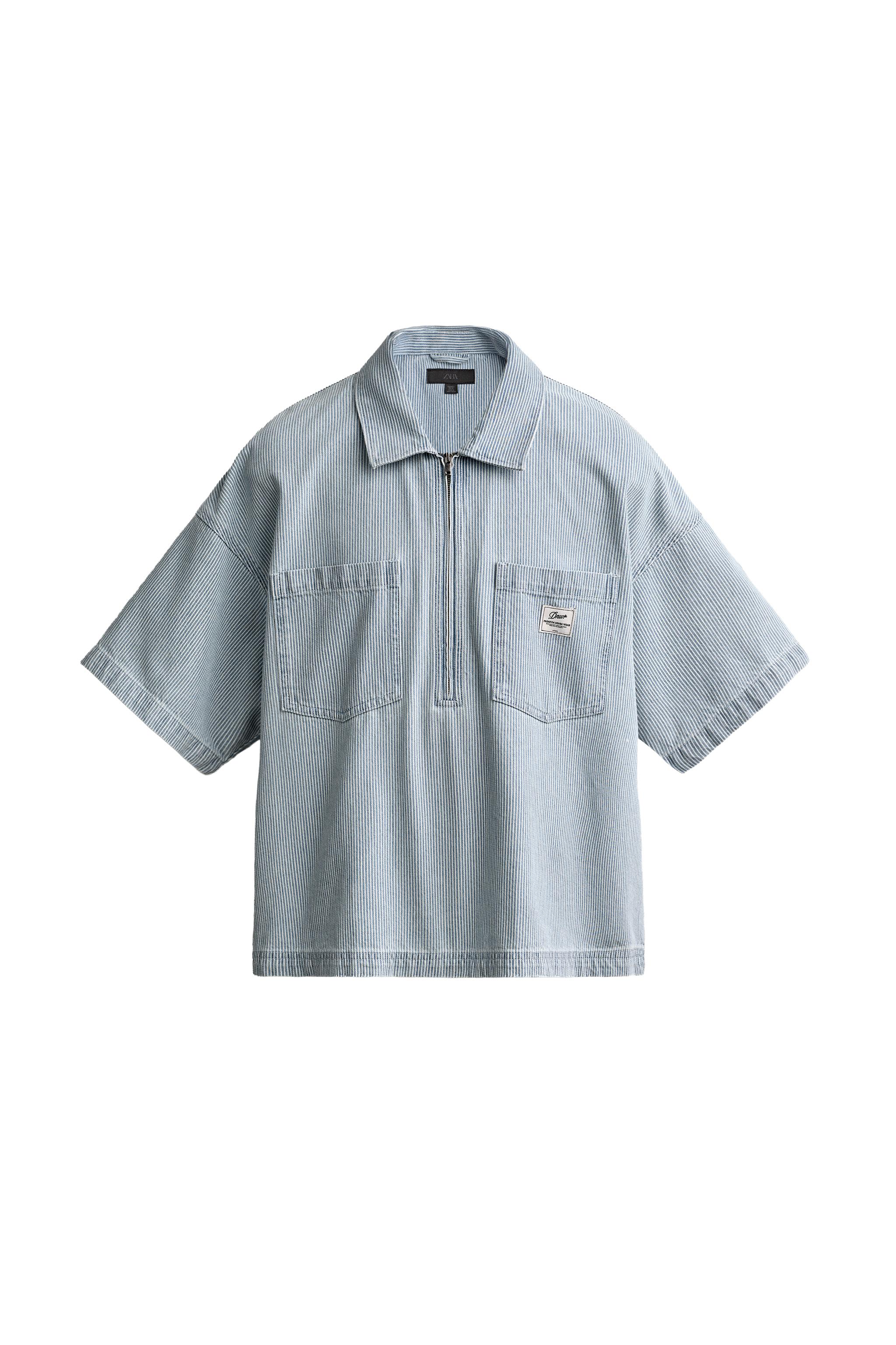 ZIP POLO SHIRT WITH POCKETS - Light blue | ZARA Canada