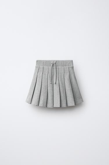 PLAIN BOX PLEAT SKIRT - Grey marl by Zara