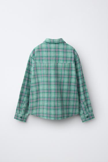 CHEMISE À IMPRIMÉ CARREAUX - Vert moyen de Zara - Image 1