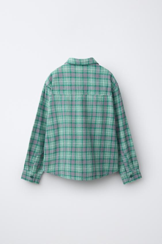 CHEMISE À IMPRIMÉ CARREAUX - Vert moyen de Zara - Image 1