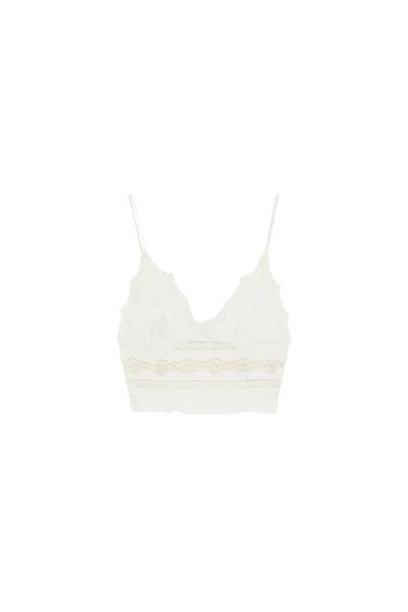 LACE-TRIMMED CROP TOP