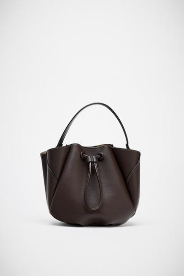 MINI BUCKET BAG WITH TOPSTITCHING - Brown by Zara