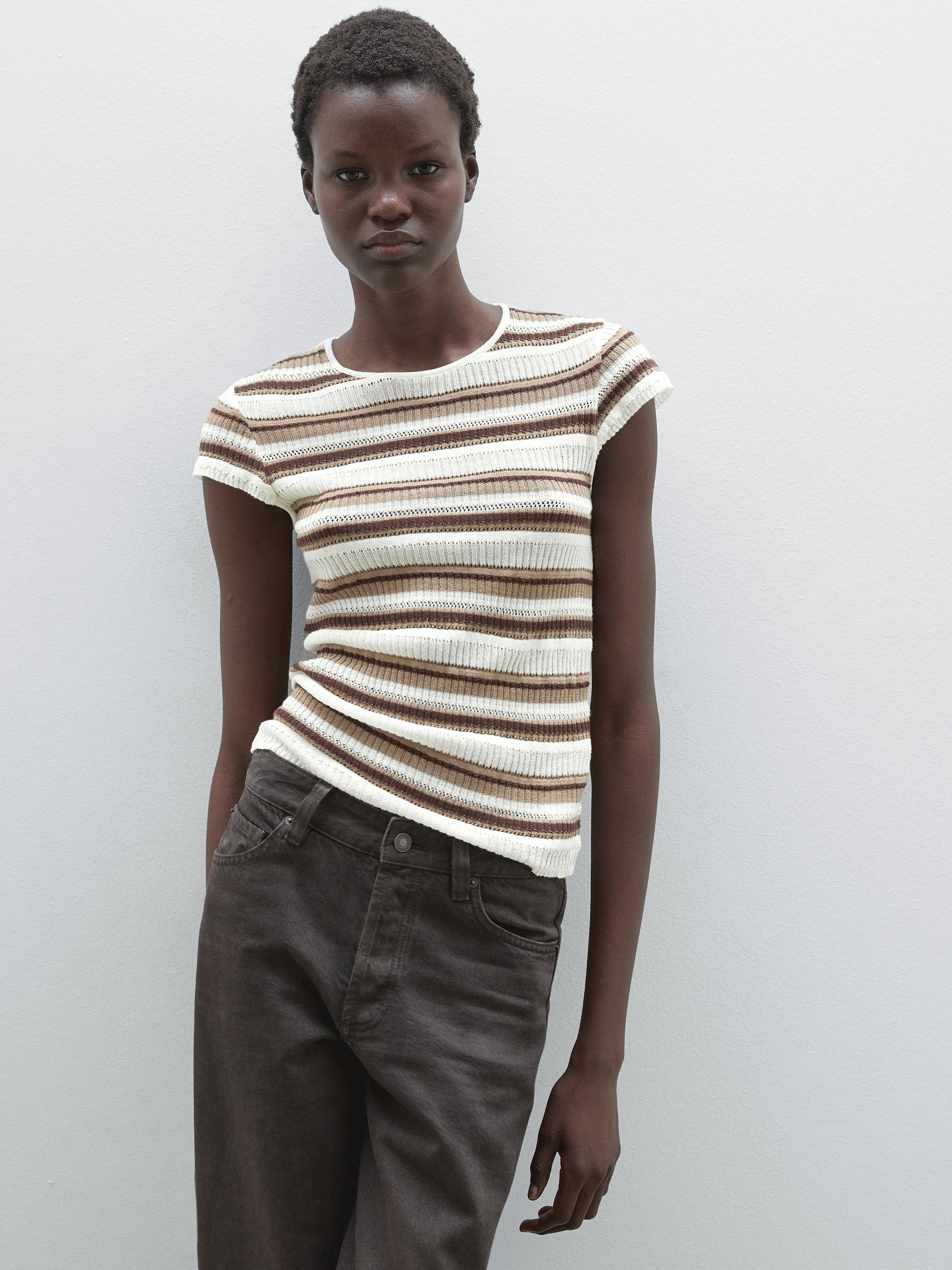 Striped cutwork T-shirt