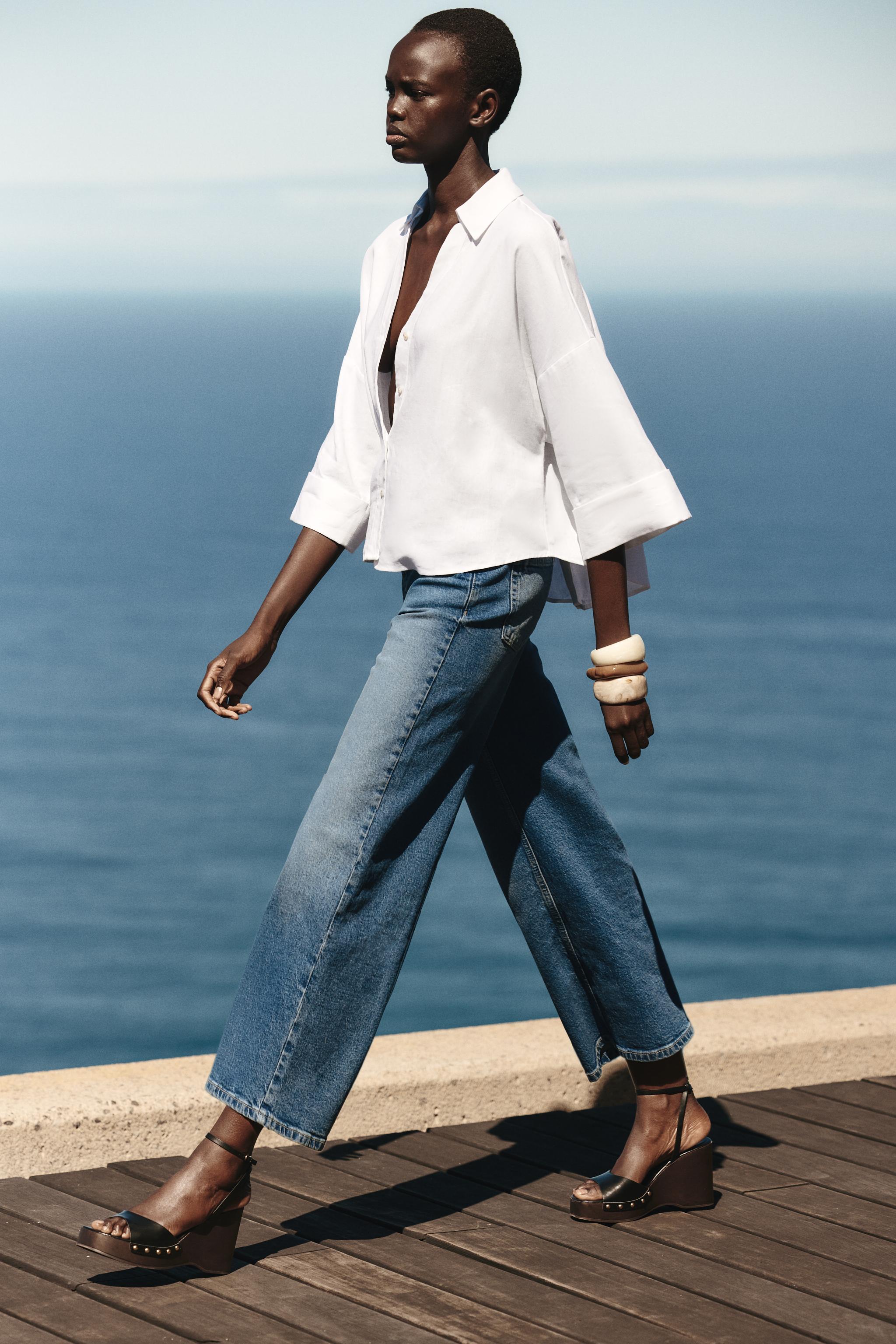 スペイン発送 ZARA オーバーサイズリネンシャツ ビスコース 人気 スペイン発送 ZARA オーバーサイズリネンシャツ ビスコース 人気