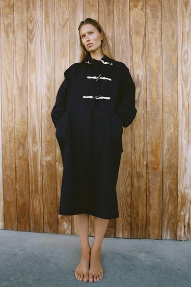Zara DOUBLE-BREASTED TOGGLE COAT - Navy blue