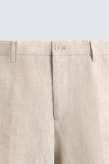 PANTALON DE COSTUME 100% LIN - Beige clair de Zara - Image 6