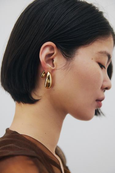METAL DROP EARRINGS - Golden by Zara