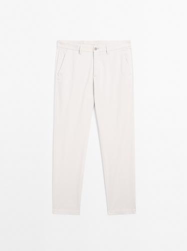 Zara Cotton blend slim fit trousers - Stone