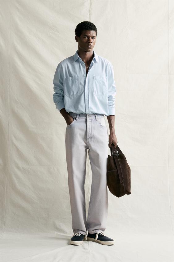 CROPPED BAGGY FIT JEANS - Light blue by Zara - Image 0