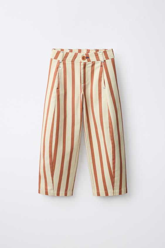 PANTALÓN BALLOON RAYAS BORDADO FLORES - 089 de Zara - Imagen 0