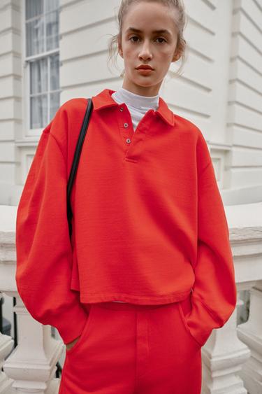 COLLARED SWEATSHIRT - Red by Zara