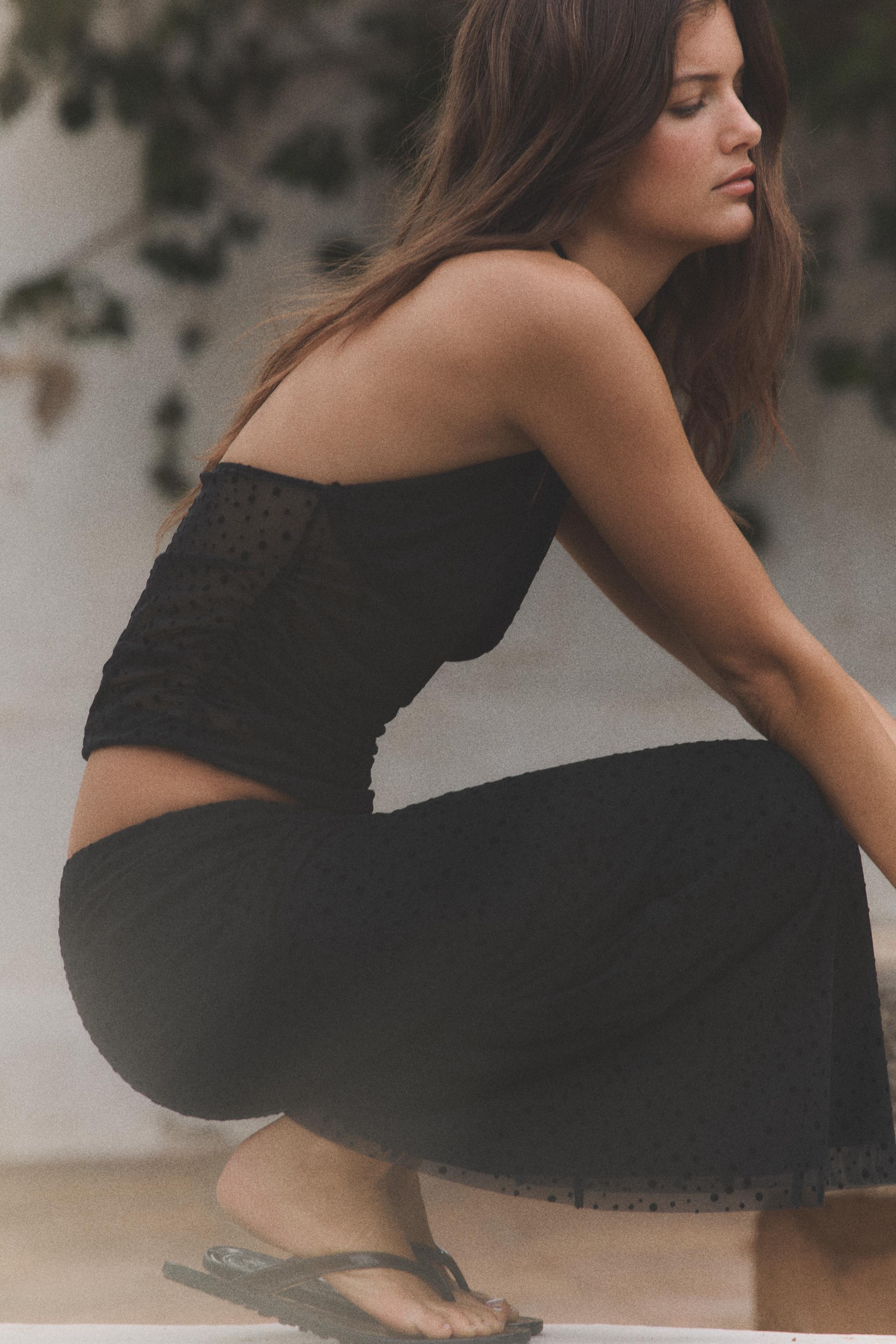 DOTTED MESH HALTER TOP