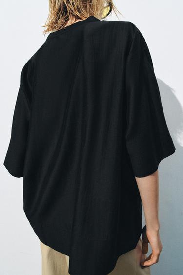 BLOUSE FLUIDE À MANCHES COURTES ZW COLLECTION - Noir de Zara - Image 2