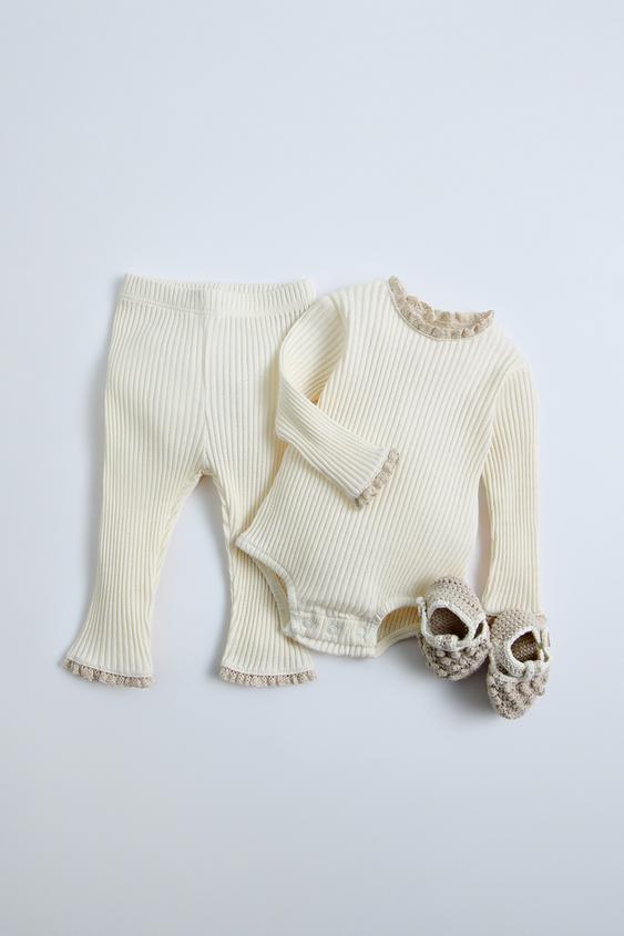 LACE TRIM DETAIL RIBBED MATCHING SET ZARA United States