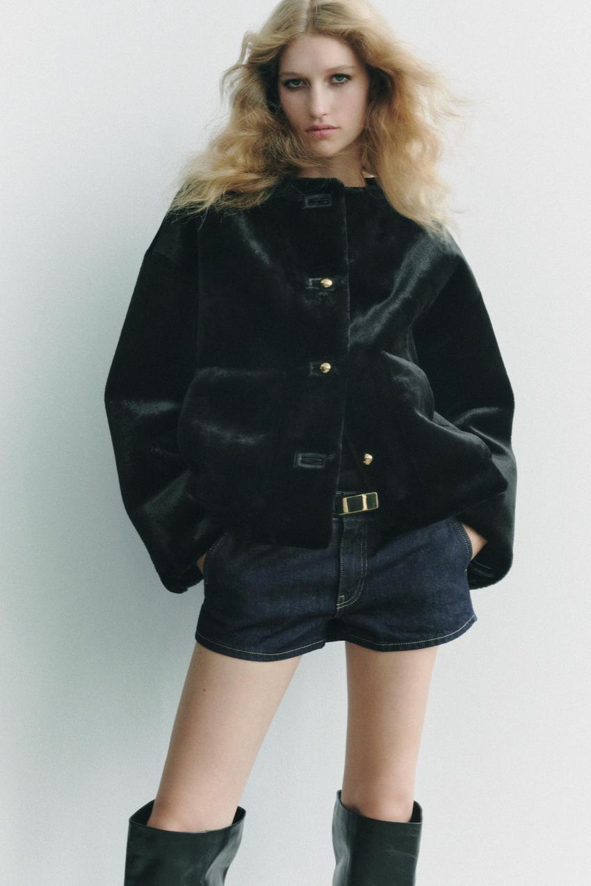 フェイクファー ジャケット ZW COLLECTION - ブラック | ZARA Japan / 日本