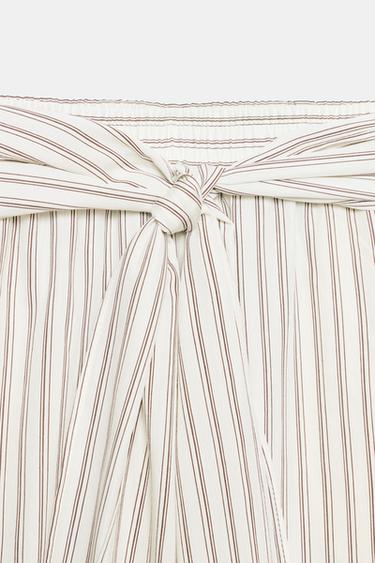 WIDE-LEG TROUSERS WITH SCARF DETAIL - Ecru / Brown by Zara