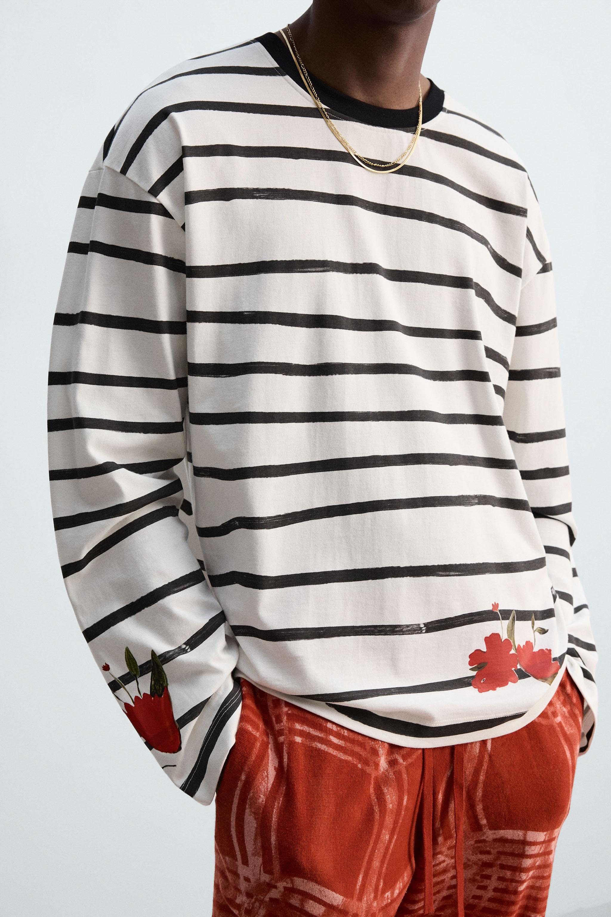 PRINTED STRIPED T-SHIRT © OTIS KWAME KYE QUAICOE - Red